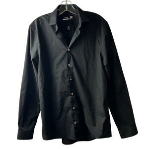 J.Ferrar Men's Stretch Black Dress Shirt Size M Long Sleeve Formal